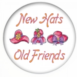 Red HAT Button 324 - Friends for Tea