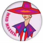 Red HAT Button 374 MAD HATTER