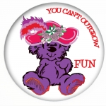 Red Hat Button 406 Purple bear in Red Hat - You Can't Outgrow FUN