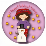 Happy Holiday Hatting Red Hat Button 503