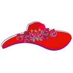 Floppy red hat artwork with little Red and pink flower design